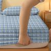 Simple 1 Modern Grid Geometry Printed Matte Fitted Sheet, Bedroom Printed Bed Cover, Bedding Excluding Pillowcases
