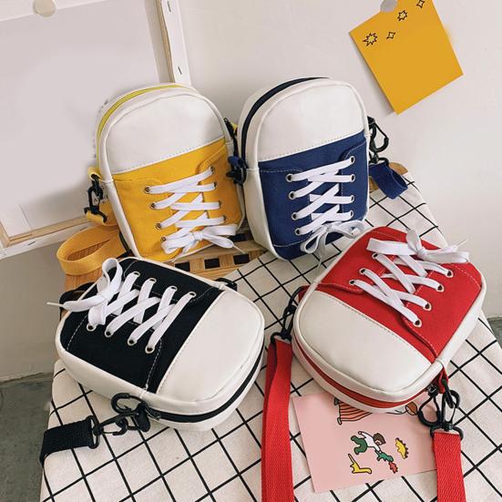 Women Canvas Crossbody Bag Casual Small Shoulder Bag Canvas Shoe Design Crossbody Purse for Daily Life Travel Commuting