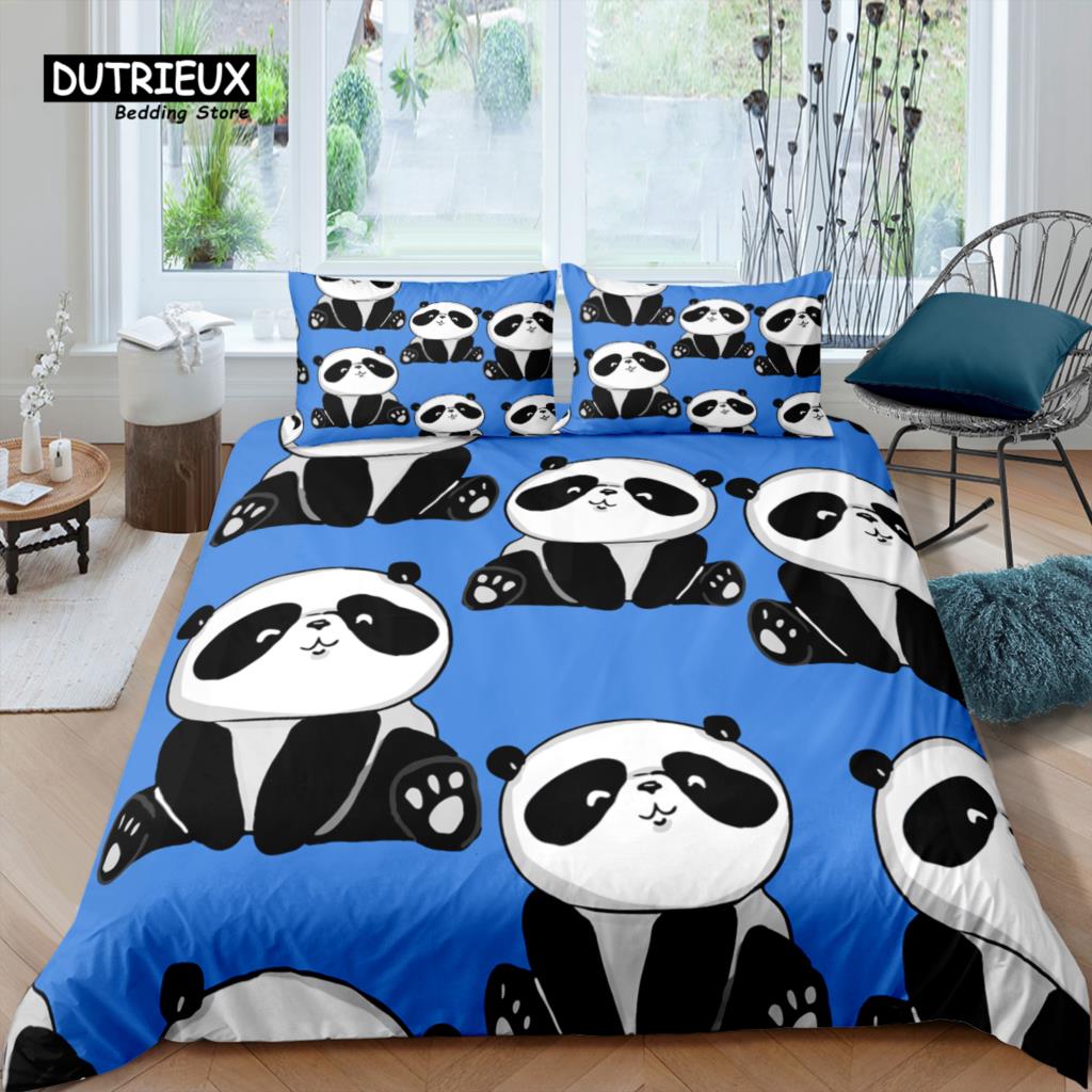 Home Living Luxury Cartoon Panda Bedding Set Hearts Duvet Cover Pillowcase Queen and King EU/US/AU/UK Size Comforter Bedding