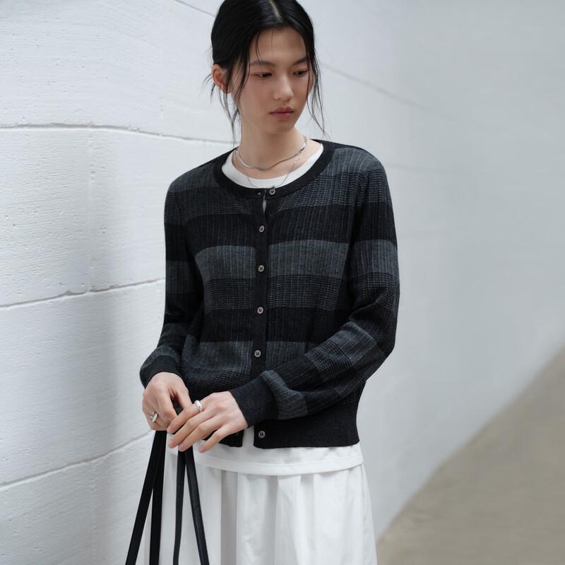 Elva' Island Casual Striped Long Sleeve Knit Cardigan
