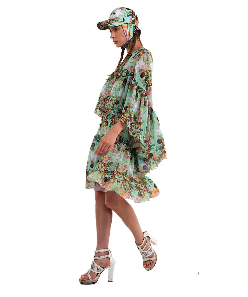 GREEDILOUS Mint Chandelier Ruffle Dress