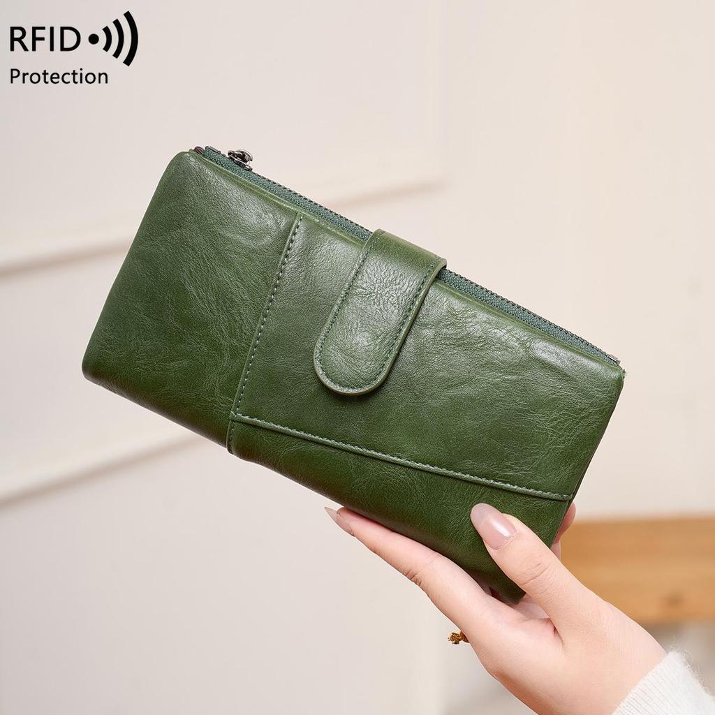 Damen Langbörse Anti-Diebstahl Blinkend RFID-Kartenetui PU-Leder Münzbörse Clutch Tasche Kartenhalter Geldklammer Multifunktionale Herrenbörse