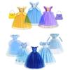 Children's Pure Cotton Cinderella Puffy Dress - Elsa Princess Style for Halloween & June 1st Children's Day.