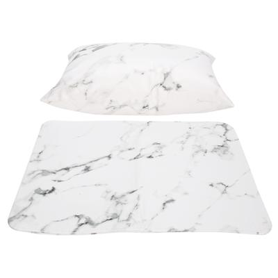 Almohada de Mano para Nail Art Marmoleado Cuero PU Lavable Almohadilla de Mesa Plegable Apoya Manos Blanco