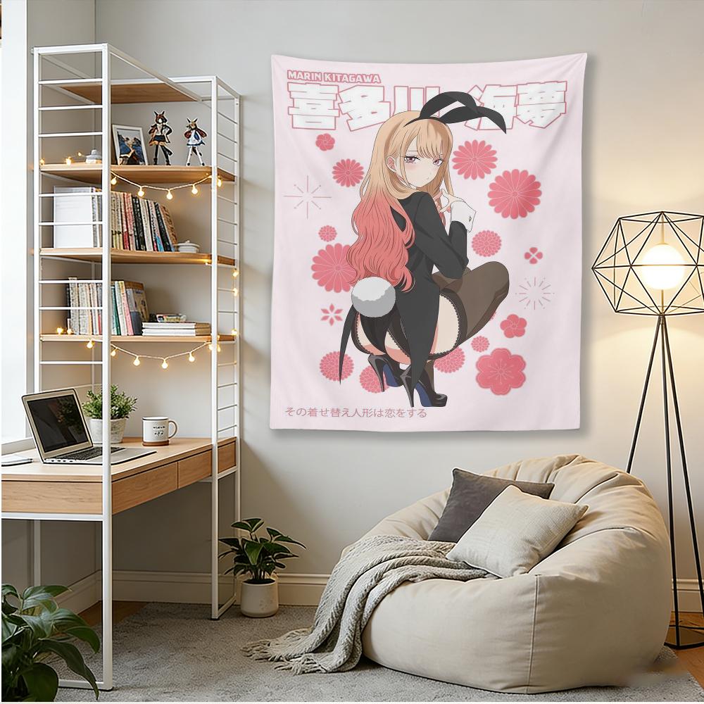 1PC Marin Kitagawa Bunny Tapestry My DressUp Darling Anime Wall Hanging Pink Sakura Aesthetic Room Decor for Bedroom Dorm
