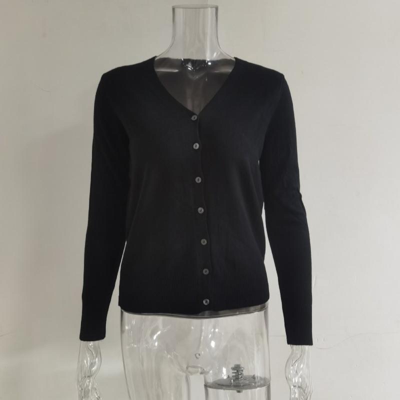 Jesień Nowy Slim Fit Casual Dzianinowy Kardigan Kobiety Moda Vintage Luźny Sweter z Dekoltem w Serek Kurtka Damska Zimowa Odzież Eleganckie Damskie Kardigany 25065