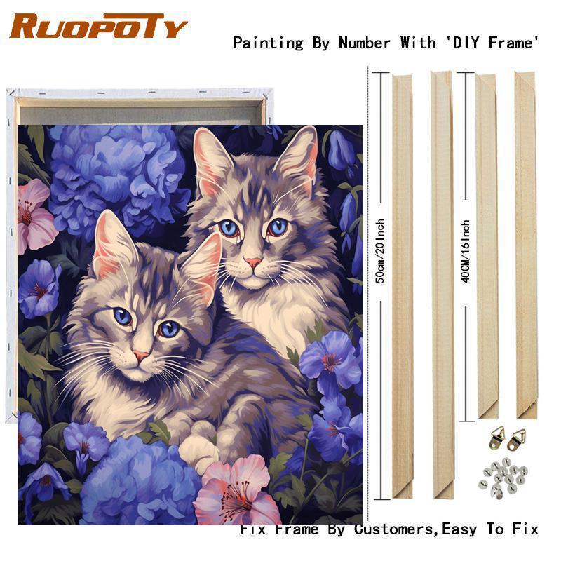 

Рамка для картин по номерам, наборы кошек, животных, картина по номерам для взрослых, рисунок на холсте, ручная роспись, домашний декор, искусство, подарок «сделай сам», 40x50 см 40x50cm Diy Frame