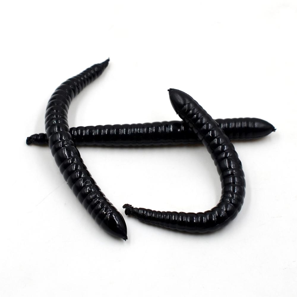 MNFT 24PCS Simulation Earthworm Black Bronw Fishing Worms Artificial Fishing Worms Lures Soft Bait 8cm Fishing Tackle