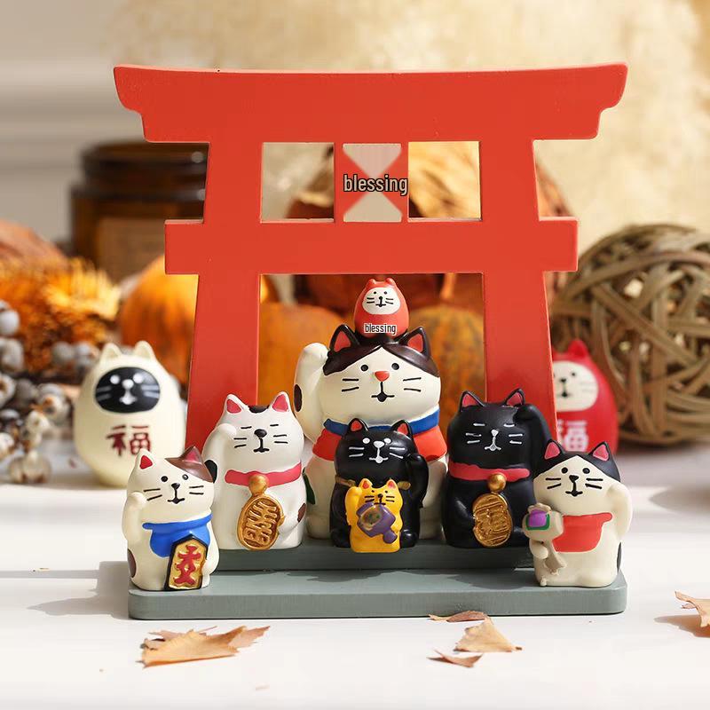 Lucky Cat Feng Shui Ornament for Home, Office, Car, or Store Decoration