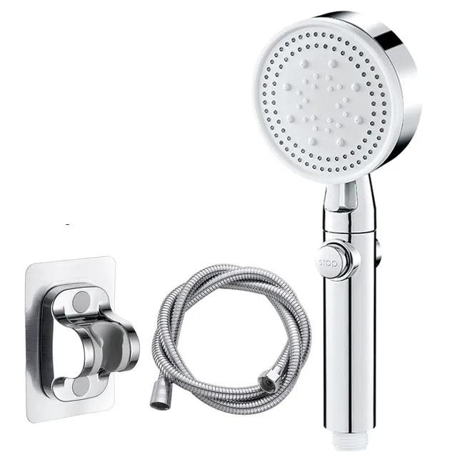 High Pressure Shower Head 5 Modes Adjustable Showerheads with Hose Water Saving One-Key Stop Spray Nozzle Bathroom Accessories