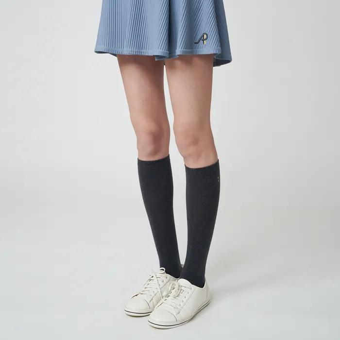 AW42AS08 Wool Blend Knee Socks_Charcoal