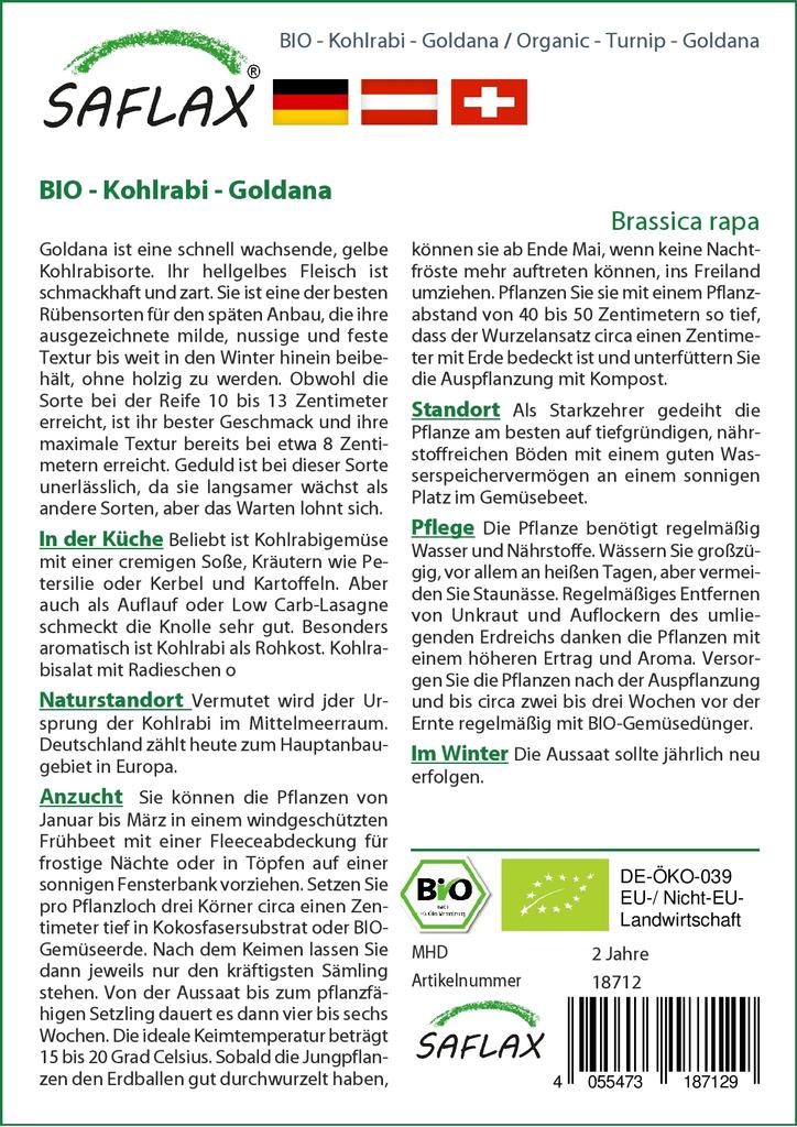 SAFLAX Bio - Rübe - Goldana - 500 Samen - Mit Blumenerde für eine bessere Kultivierung - Brassica rapa