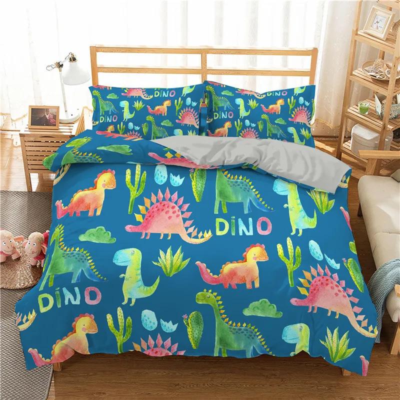 Comforter Ropa De Cama Dinosaurs Kids Bedclothes Super Soft Comfortable Jurassic Bedding Set S Boy Bed Set 2/3Pcs