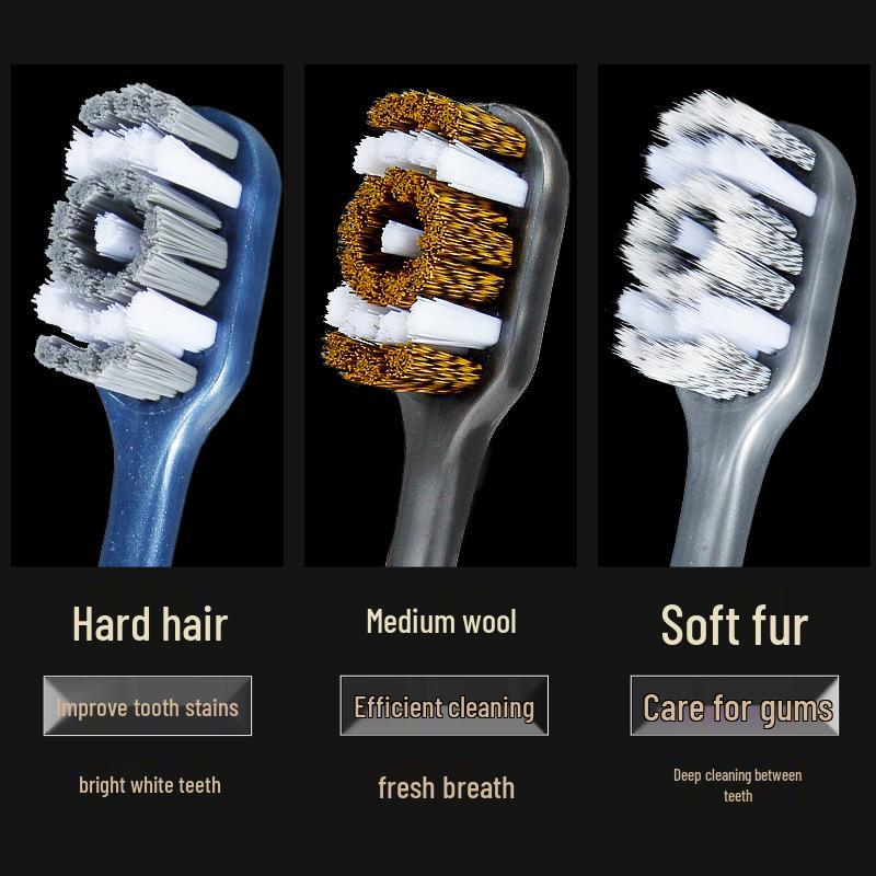 360° Medium-Hard Bristle Toothbrush for Effective Stain Removal - Spiral Filament, Soft Bristle, Adult Size