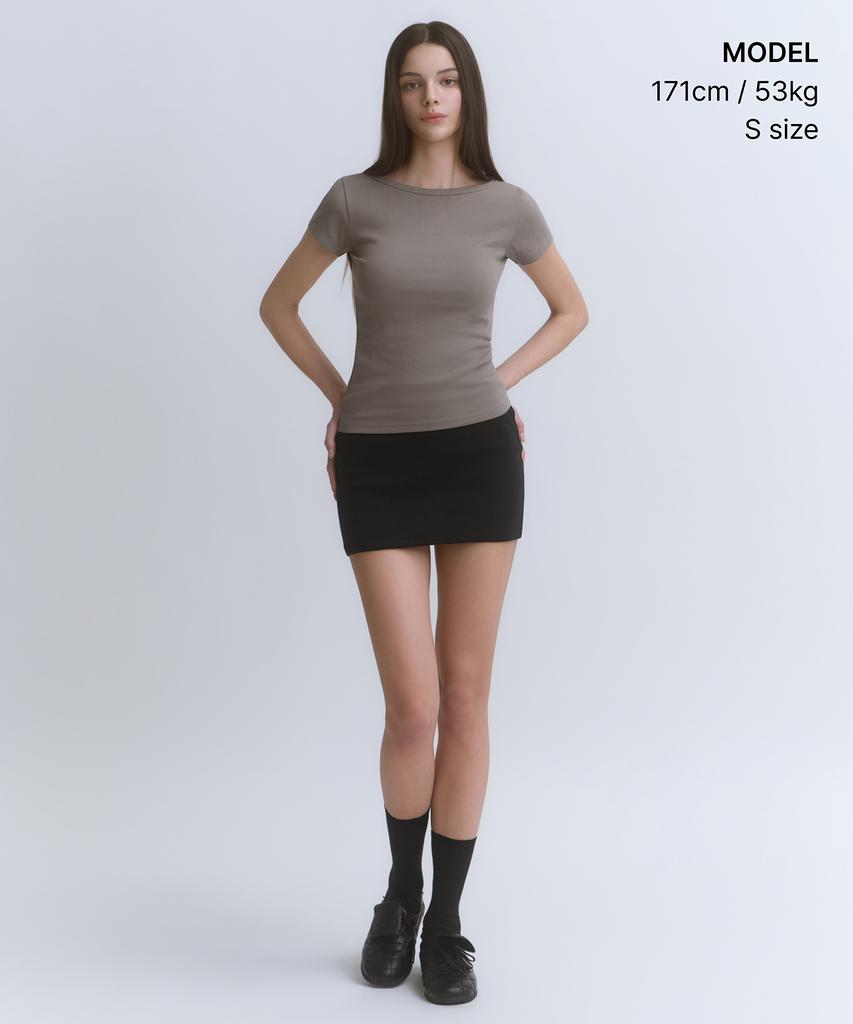 MUSINSA STANDARD WOMAN Women'S Slim Boat Neck Cap Sleeve T-Shirt [Taupe]