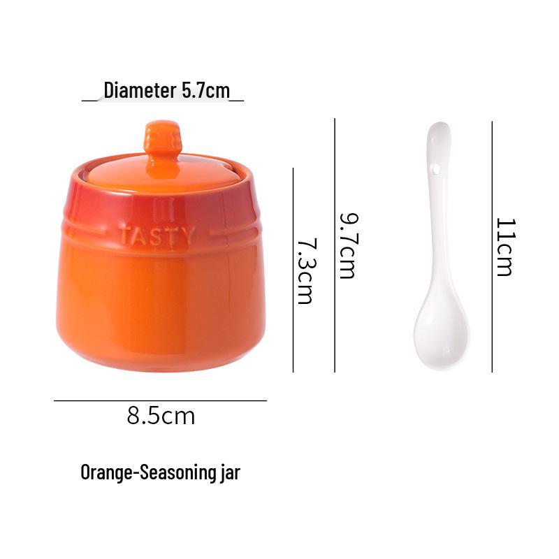 French Gradient Rainbow Ceramic Condiment Jar Set - Small Jars for Salt, Sugar, and Seasoning