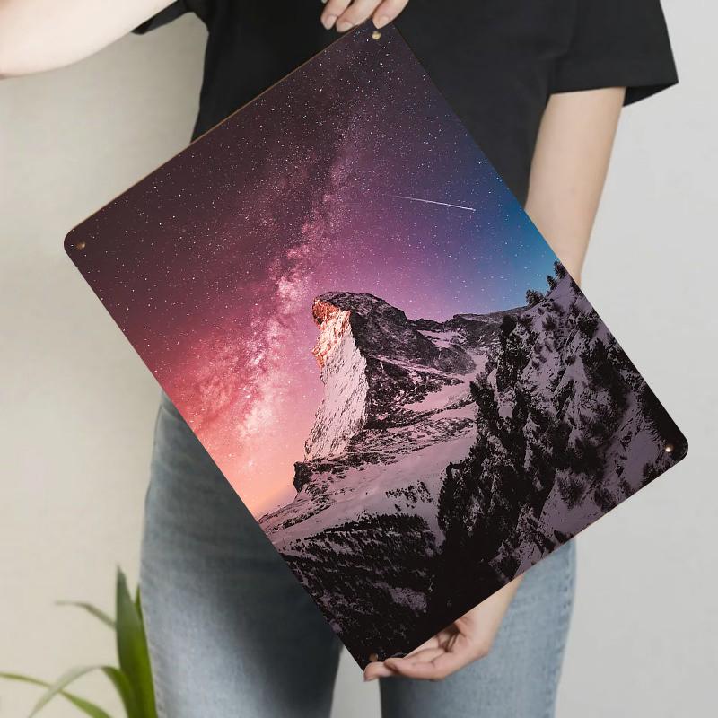 

Starry Sky Matterhorn Snow Mountain Landscape Metal Iron Painting Home Living Room Study Wall Decor 20x30cm（7.8x11.8inch）