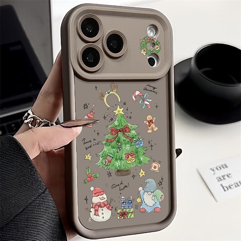 Christmas Tree TPU Phone Case For iPhone Air 16e 17 16 15 14 Pro Max 13 12 Pro 15 16 Plus Candy Color Silicone Soft Cover Fundas
