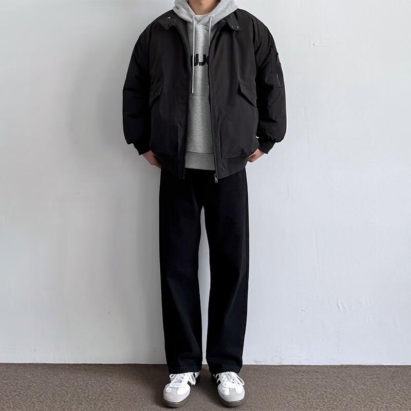 SWAMP AREA Men's American Retro Loose Straight Washed Denim Jeans