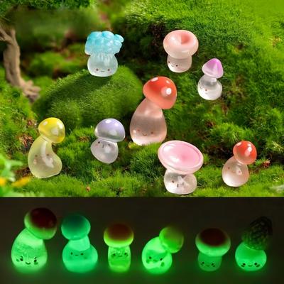 Miniaturas 20 Piezas Figuras de Hongo de Resina Elfo Brillo Nocturno Juguete Decoración de Jardín de Hadas Bricolaje Decoración del Hogar Adorno Juguete Regalo