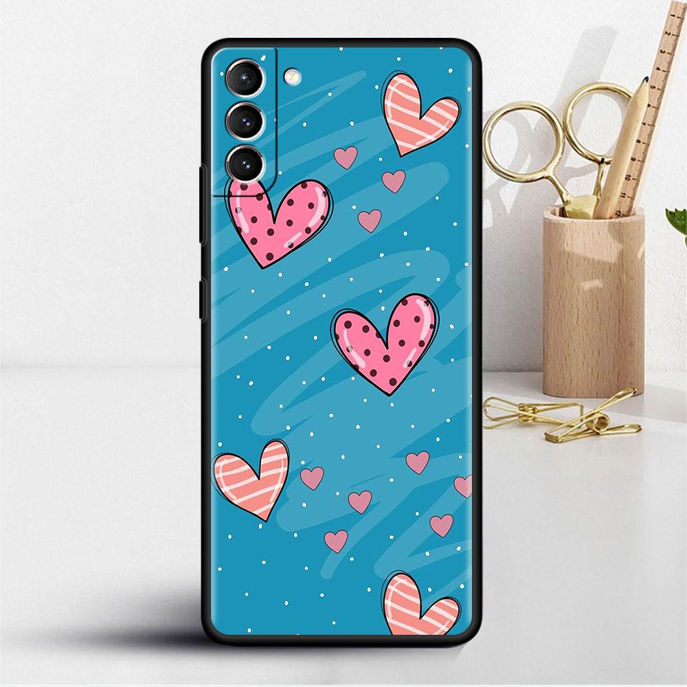Case For Samsung Galaxy S22 S20 Ultra S21 FE S10 S9 Plus Note 20 10 Lite 9 Soft Phone Cover Shell LOVE Heart
