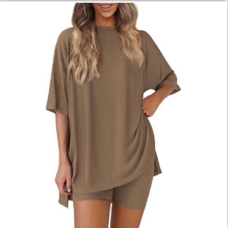 Das neue Sommer-Mode-Freizeit-Sportbekleidungsset ist einfarbig und locker geschnitten.