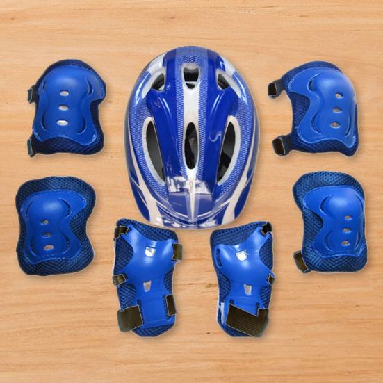 7Pcs/ Set Kids Safety Knee Pad Wear Resistant Sweat Absorption Accessory Cycling Helmet