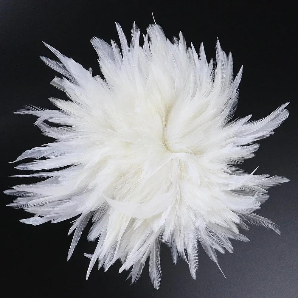 800-1000 PCS/Lot White Rooster Feathers Trim 4-8" Chicken Feather Strip Natural Feather Plumes Jewelry Costume Hat Party Decor