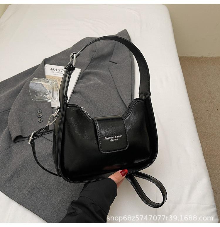 Simple underarm bag women's new trendy popular texture niche baguette bag fashionable versatile single shoulder crossbody crescent bag