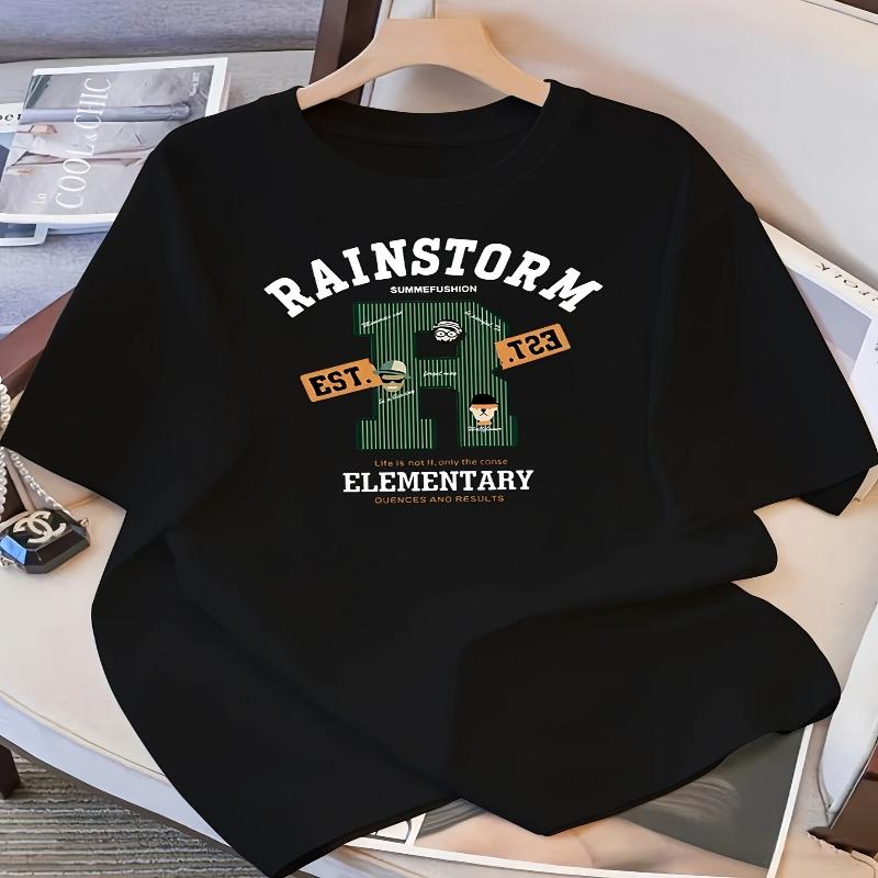 Retro Printed T-shirt - Fashionable Casual Nostalgic Top S