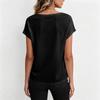 Womens Casual Draped Neck Short Sleeve Top Lightweight Relaxed Fit Solid Color Blouse Suitable for Daily Wear and Various Occasions