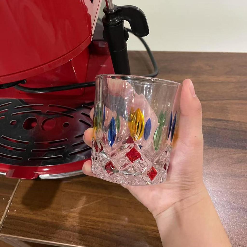 Rainbow Sheen Hand-Painted Glass Cup - Bling Design for Summer