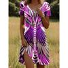 Mini-robes d'été pour femmes à motif abstrait rétro, manches courtes, imprimé 3D, robe décontractée de rue pour femme, taille 3XL