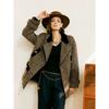 Blacknini/British Fabric with Various Styles and Details Patchwork Overcoat/Velvet Overcoat