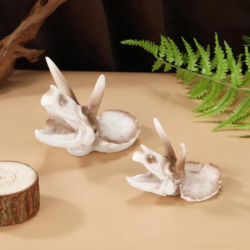 Resin Dinosaur Skeleton Simulated Lifelike Dinosaur Head Skull Ornament Decorative Fish Tank Ornament Terrarium