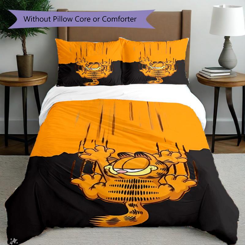 Set copripiumino 3 pezzi (1*Copripiumino + 2*Federe, Senza Nucleo), Set Biancheria da Letto con Stampa Garfield, Decorazione Camera da Letto, Stagione Unica, Regalo di Compleanno