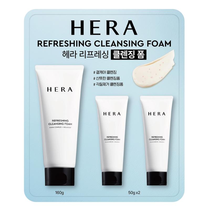 [HERA] Refresh Cleansing Foam Set: 160g + 2x 50g Travel-Friendly Cleansers [Value Pack]