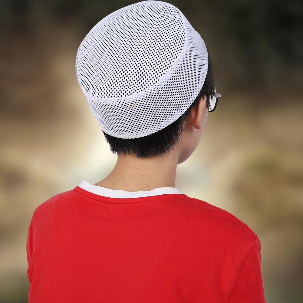Polyester Mixed Cotton Cloth Muslim Prayer Hat Islam Man Embroidery Hat Male Head Cap