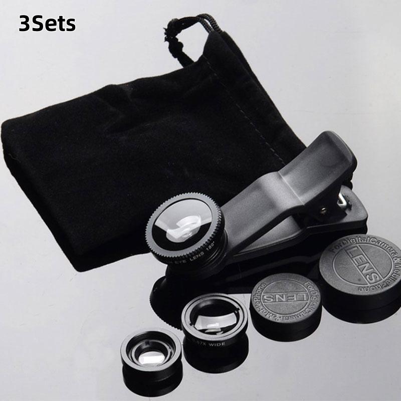 1 Set 3In1 Mobile Phone Fish Eye+Wide Angle+Macro Lightweight Camera Lens For Universal Cell Phone