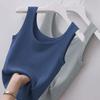 Plus-Size Women's Slim-Fit Sleeveless Ribbed Vest, Ice Silk, Versatile for Outerwear or Base Layer, Tight-Fitting Tank Top Style
