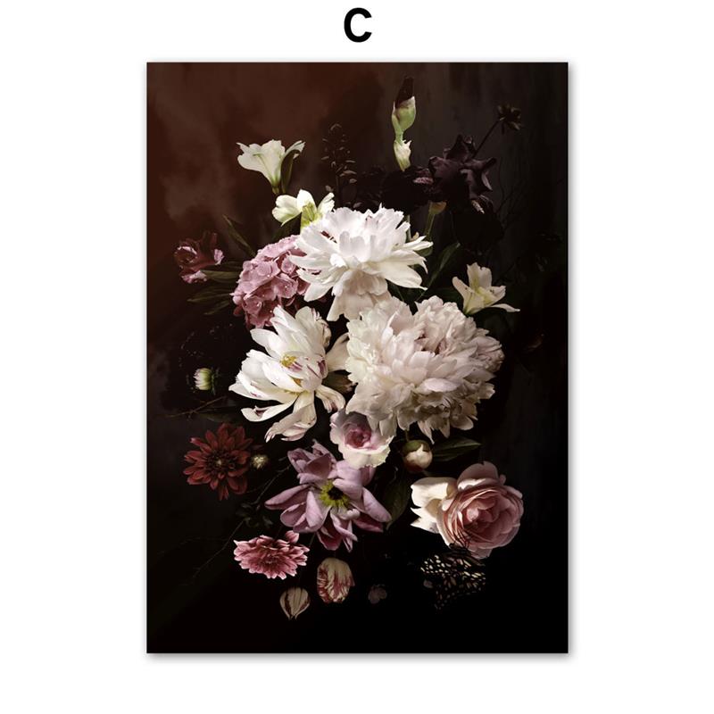 Nordic Wall Art Canvas Painting Posters Pink Flowers Rose Peony Minimalism Quotes Print Wall Pictures For Living Room Home Decor