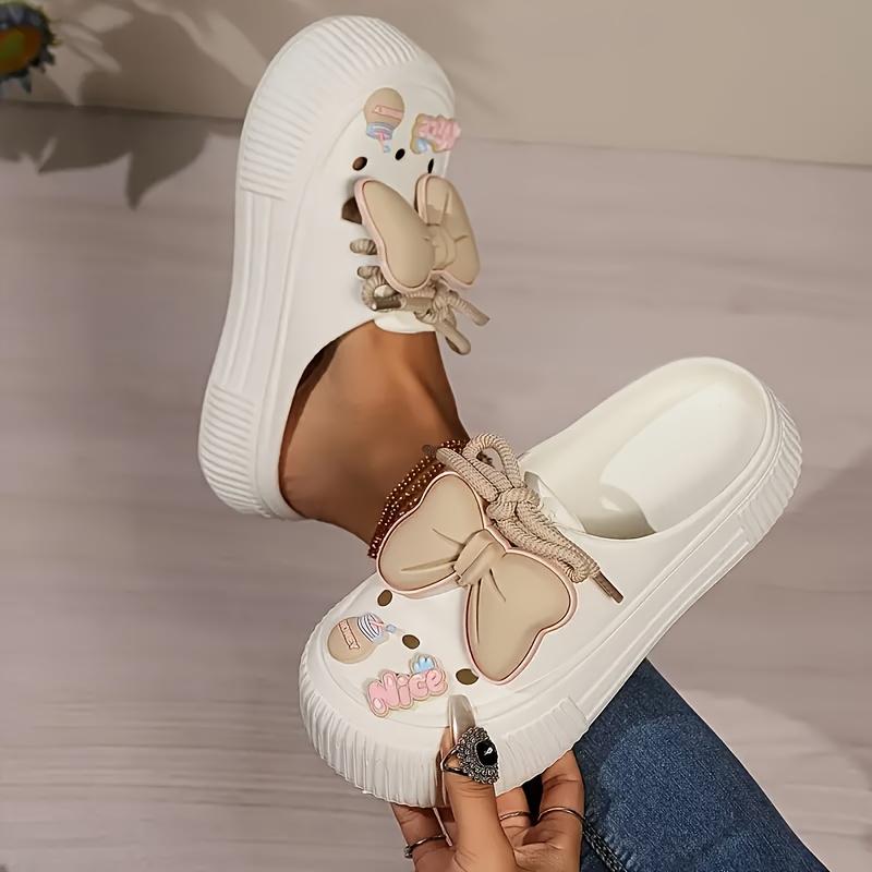 [Bequeme EVA-Pantoletten] Leichte & Atmungsaktive Damen-EVA-Pantoletten mit Schleife | Mehrere Farben, Höhenverstärkender Komfort, Langlebig & Rutschfest