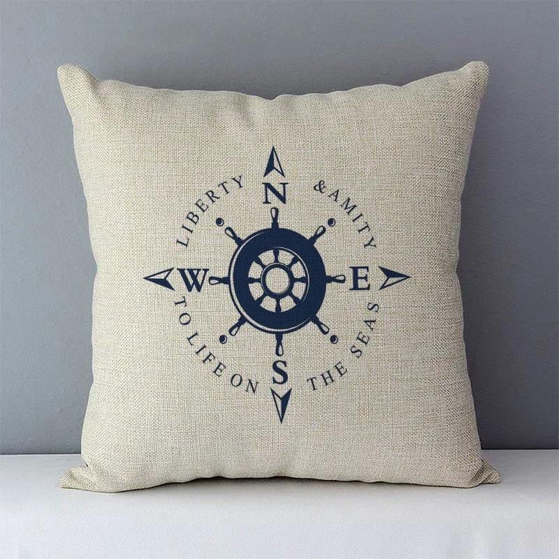 Home Decor Vintage Nautical Patterns Pillow Covers Pattern Cushion Cover Suitable for Sofa Bedroom Car Pillow Cover