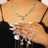 Cute Sweet Dopamine Colored Flower Shell Star Pearl Beaded Collar Chain for Women Beach Vacation Pendant Necklace Jewelry Gifts