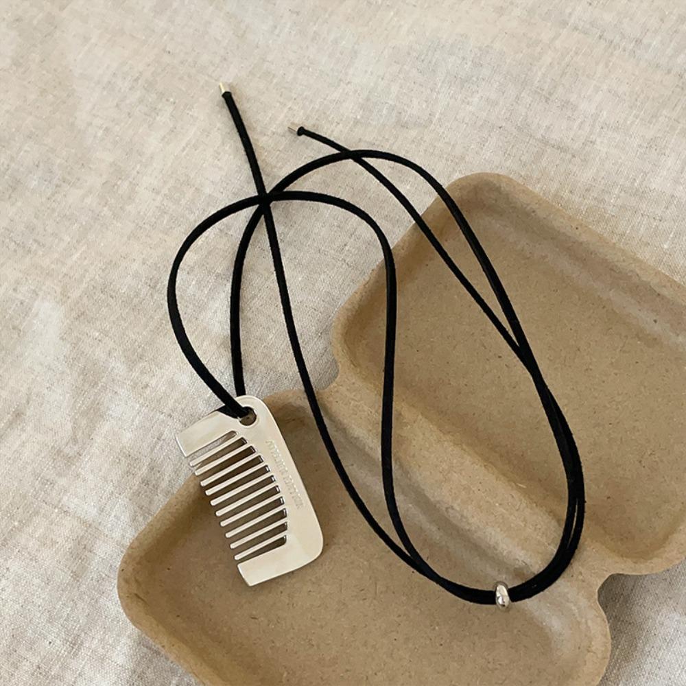 New Leopard Print Comb Pendant Necklace Rope Chain Black Rope Women Necklace Jewelry Accessory Sweater Chain Girl Party Gifts