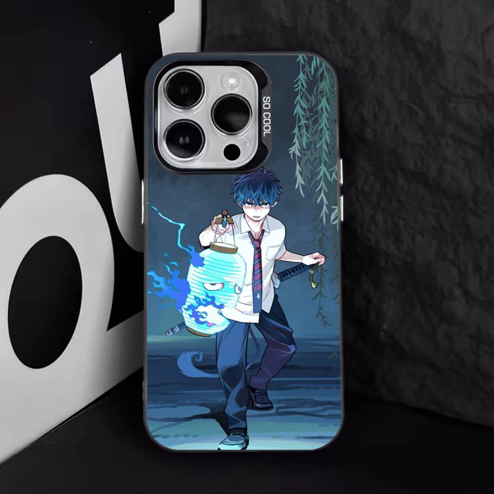 Anime Blue Exorcist Phone Case For iPhone 16,15,14,13,12,11,8,7,Pro,Max,Plus,Mini,XS,SE Anti Fall Black Matte Hard