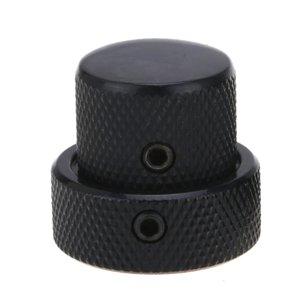 Musiclily Pro Steel Universal Metal Stack Knobs for Electric Black of Guitar/Bass, (Set 2)