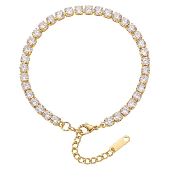 Rhinestone Ankle Bracelet 4mm Cubic Zirconia Classic Tennis Bracelet, Adjustable Anklet Boho Style for Women, Hypoallergenic Dainty Foot Jewelry