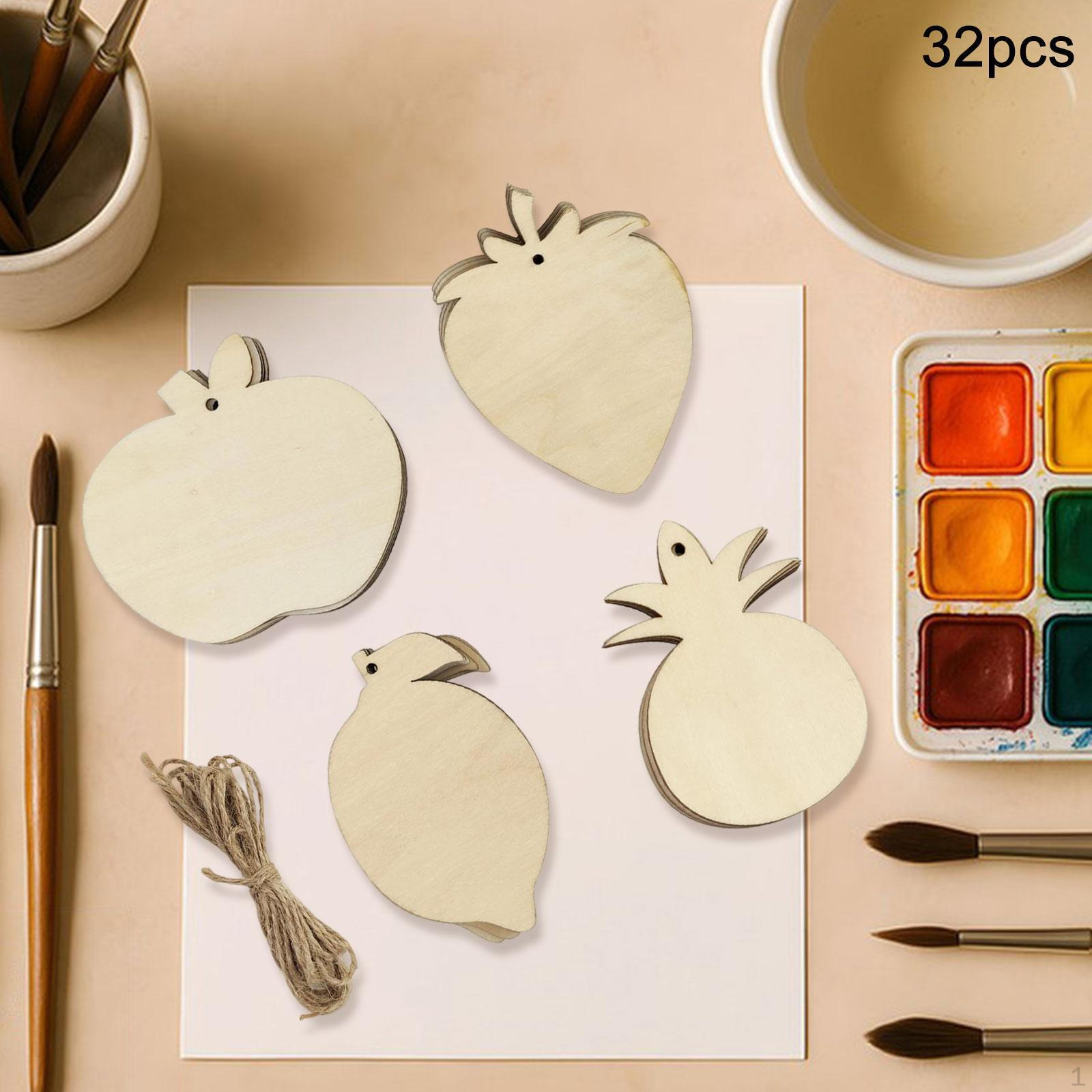 

32Pcs Unfinished Wood Fruit Shapes Wooden Pieces Slices Holiday Unpainted Cutouts Blank Discs