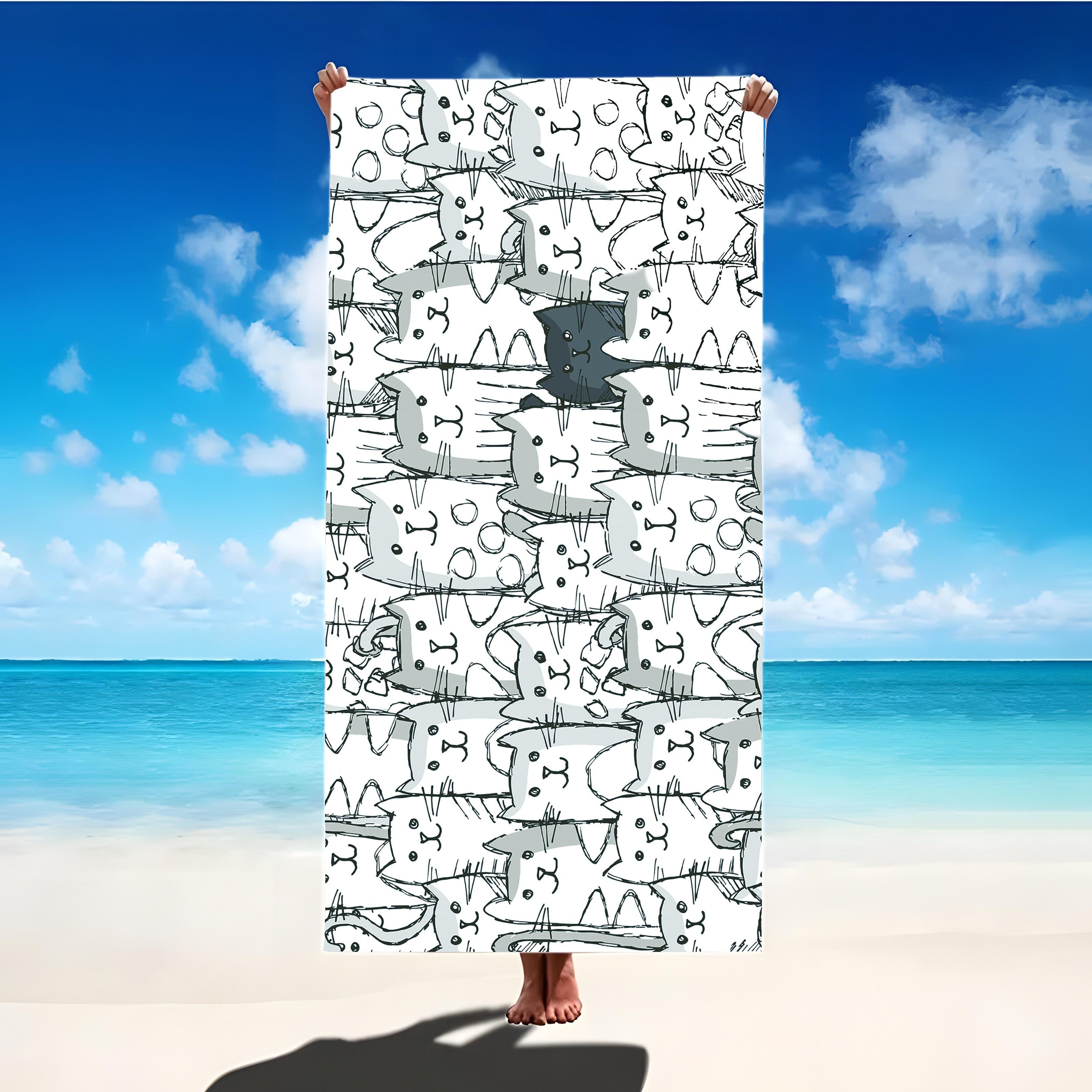 

1pc Cat Pattern Sports Beach Towel, Quick Dry Anti-Sand, Lightweight for Swimming Pool Beach Travel Outdoor & Daily Use W30*H60(CM)